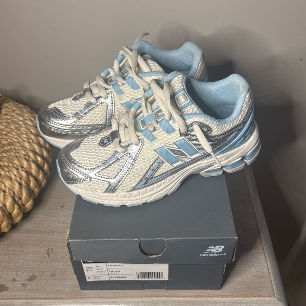 New Balance Kids' Blue and White Sneakers